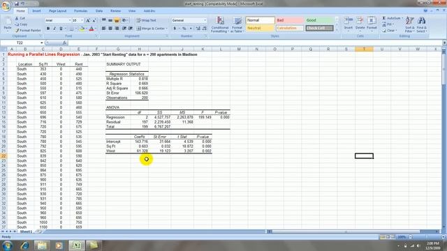 Running a Parallel Lines Regression in Excel 2007 смотреть онлайн