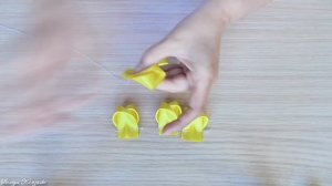 Украшение на заколку Канзаши / Желтый пышный бант