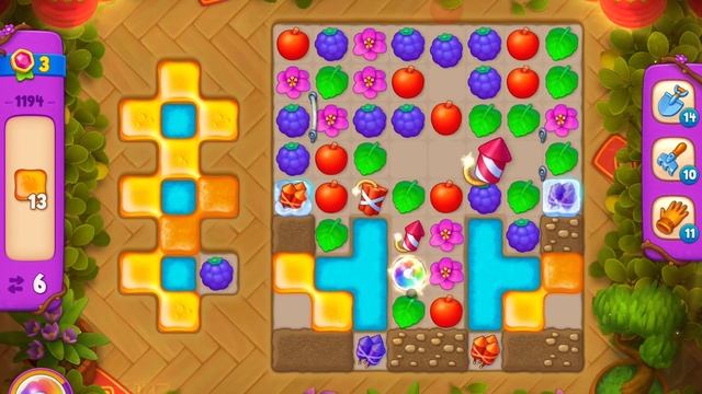 GardenScapes Level 1194 no boosters (13 moves) смотреть онлайн