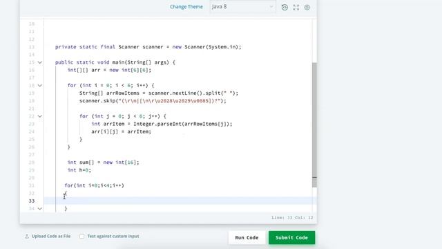Hackerrank 30 days of code Java 8 Solution: Day 11: 2D Arrays смотреть онлайн