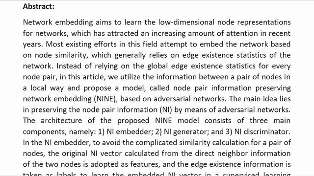 Node Pair Information Preserving Network Embedding Based on Adversarial Networks смотреть онлайн