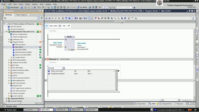 PLC S7-1500 Modbus TCP as server mode смотреть онлайн