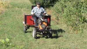 Переделка автомобильного прицепа на мотоблочный и  испытание.