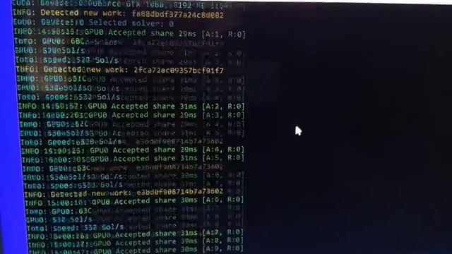 Gigabyte GTX 1080 Hasrate Zcash ZEC EWBF's miner Overclocked ??? смотреть онлайн