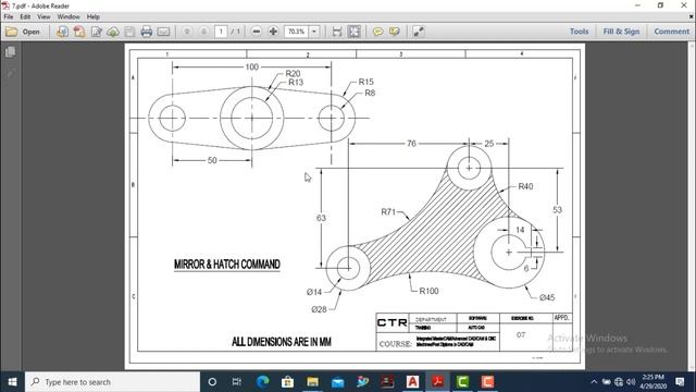 AutoCAD - practice of Hatch and Mirror command смотреть онлайн