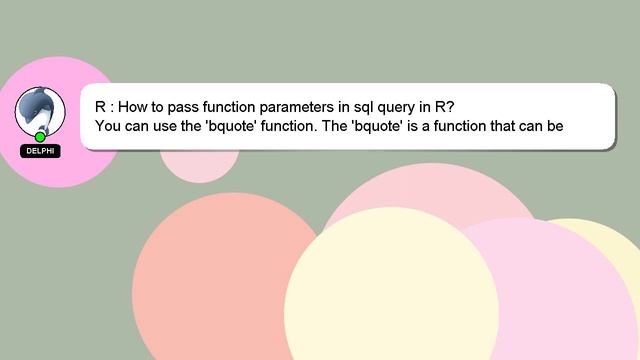 R : How to pass function parameters in sql query in R? смотреть онлайн