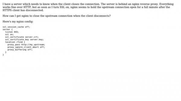 nginx reverse proxy - doesn't close upstream connection when HTTPS client disconnects