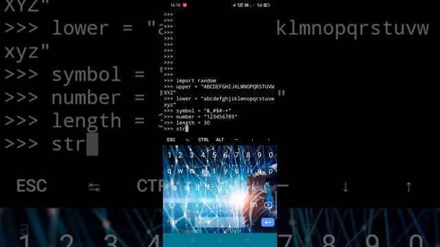 #How to generate a random paasword in python3. смотреть онлайн