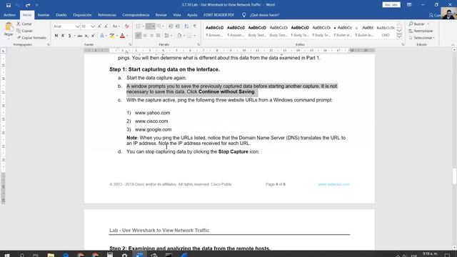 3.7.10 Lab - Use Wireshark To View Network Traffic
