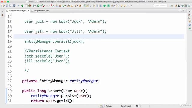 090 Step 6 Defining a Service to manage the Entity UserService and EntityManager смотреть онлайн