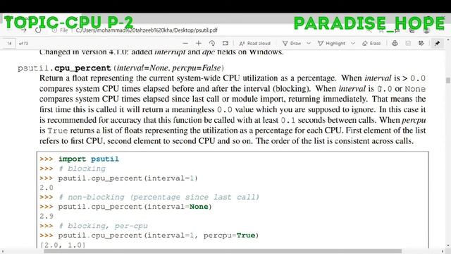 Psutil python Topic-CPU P-2 how to get information about cpu utilization смотреть онлайн