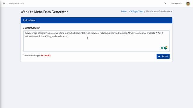 Website Meta-Data Generator AI Tool | Demo Video | digestprompt.io смотреть онлайн