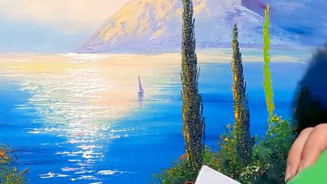 Лайфхаки. Как написать кипарисы губкой. How to write cypresses. смотреть онлайн