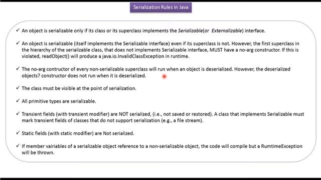 What are the rules of Java Serialization? | Java IO | Java Tutorial смотреть онлайн