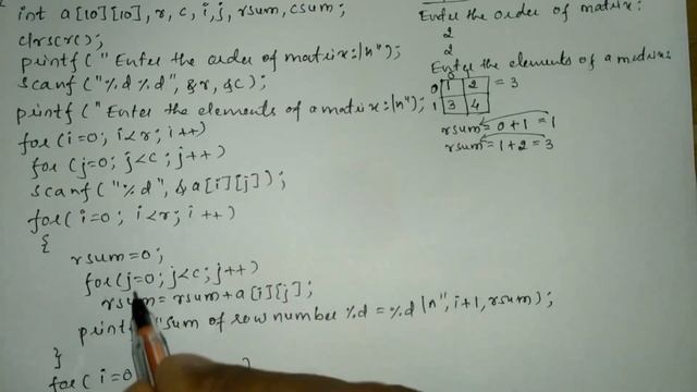 Write a c program to find sum of rows and columns of a matrix | vision academy смотреть онлайн