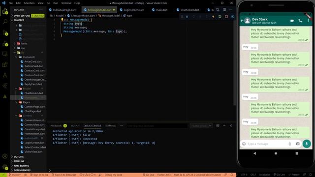 Flutter: Let's implement one to one chat functionality (final) using Socket IO || WhatsApp Clone #2 смотреть онлайн