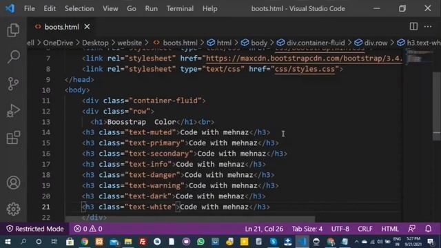 #codewithmehnaz | Bootstrap Color Classes Tutorial in Hindi / Urdu part -6 смотреть онлайн