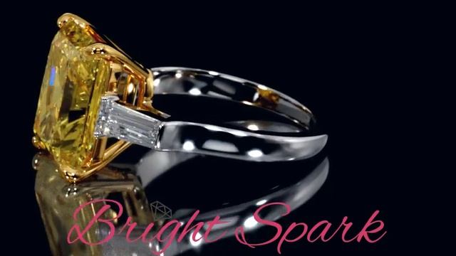 Кольцо в стиле Графф с желтым муассанитом 10 карат огранки радиант Nice от Bright Spark смотреть онлайн