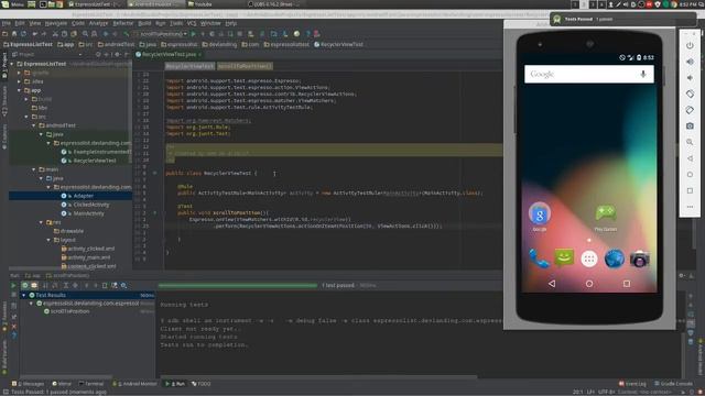 Android Espresso - RecyclerView смотреть онлайн