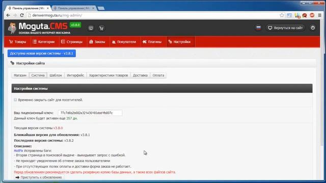 Процесс обновления интернет-магазина на Moguta.CMS смотреть онлайн