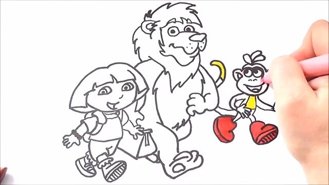 Dora The Explorer Cartoon Coloring // Draw Dora And Her Friends. Даша путешественница