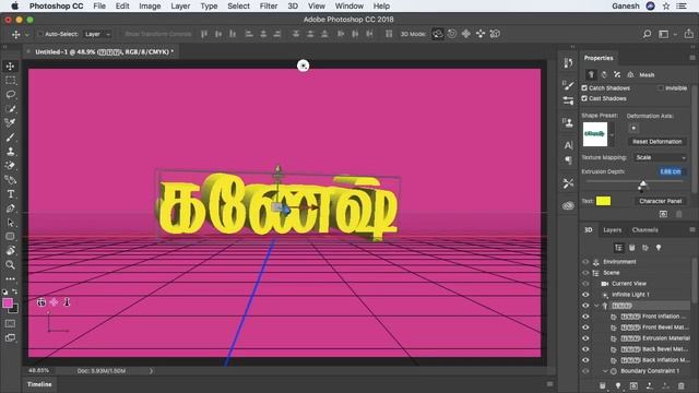 How to Create 3D Text Effect in Photoshop CC Tamil Tutorials World_HD смотреть онлайн