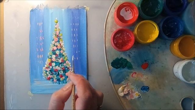 How to draw a Christmas tree / Как нарисовать новогоднюю ёлочку / гуашь / Hur man ritar en julgran смотреть онлайн