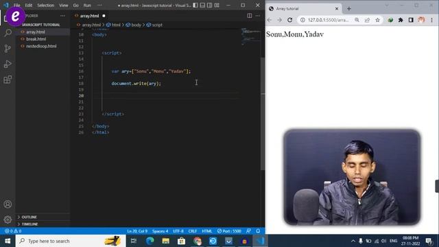 JavaScript Array tutorial Shift and Unshift Method смотреть онлайн