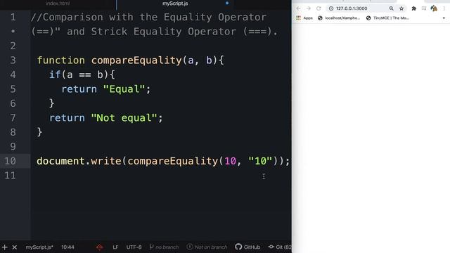 #JavaScriptTutorial #Comparison With #Equality Operator (==) and #Strict Equality #Operator (===) смотреть онлайн