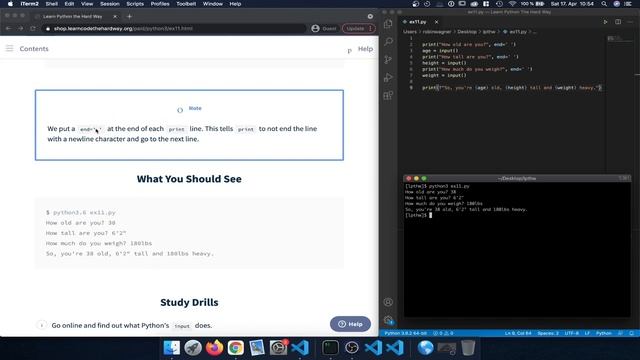 Learn Python3 The Hard Way - Exercise 11: Asking questions смотреть онлайн