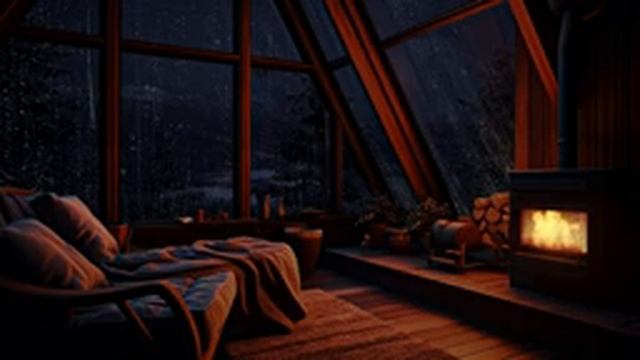It's raining outside the window! Relax and fall asleep immediately to the sound of rain and fire смотреть онлайн