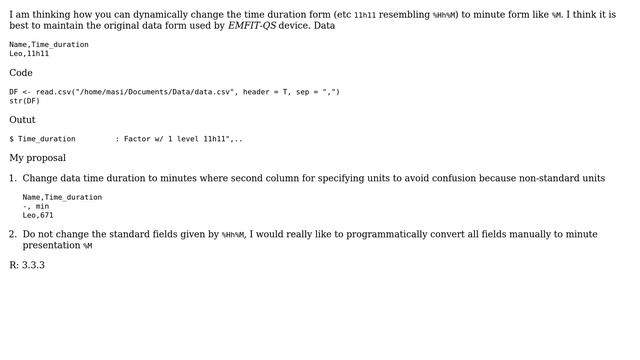 Unix & Linux: How to change %Hh%M to %M form in R CSV? смотреть онлайн