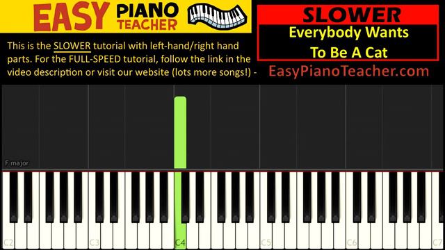 EASY piano: Everybody Wants To Be A Cat keyboard tutorial SLOW (Disney's Aristocats) by #EPT смотреть онлайн