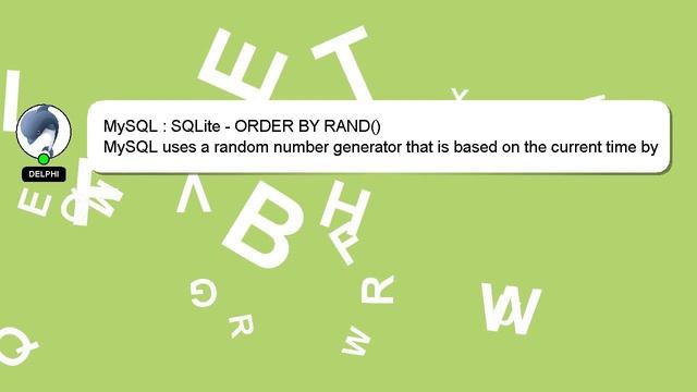 MySQL : SQLite - ORDER BY RAND() смотреть онлайн