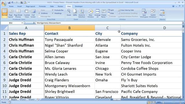 Excel Formatting Tip 9 - Freeze Panes & Prevent Headers from Moving in the Spreadsheet in Excel смотреть онлайн