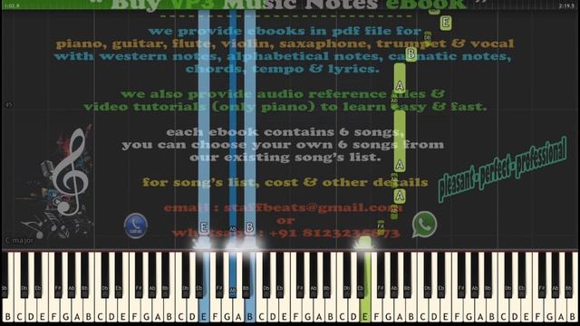 Sendhazham Poovil (mullum malarum) Piano, Guitar, Saxophone, Voilin Notes /Midi Files /Karaoke смотреть онлайн