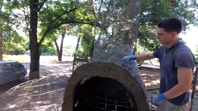 строительство зоны барбекю,обмазка сетки раствором. обзор работ.как сделать барбекю без кирпич смотреть онлайн