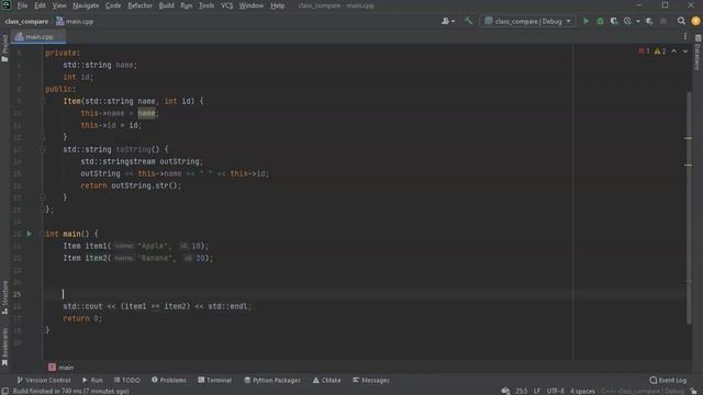 Comparing class objects in C++ смотреть онлайн