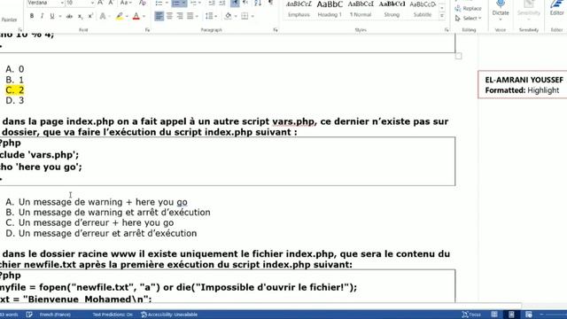 Site Dynamique PHP : Correction EFM Régional 2022 Casa partie 1(Q'10 a et b) (by El Amrani) смотреть онлайн