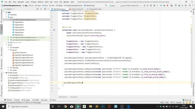 Curved bottom navigation bar with Fragments | Android Studio | 2020 | Tamizhan MohanRaj смотреть онлайн