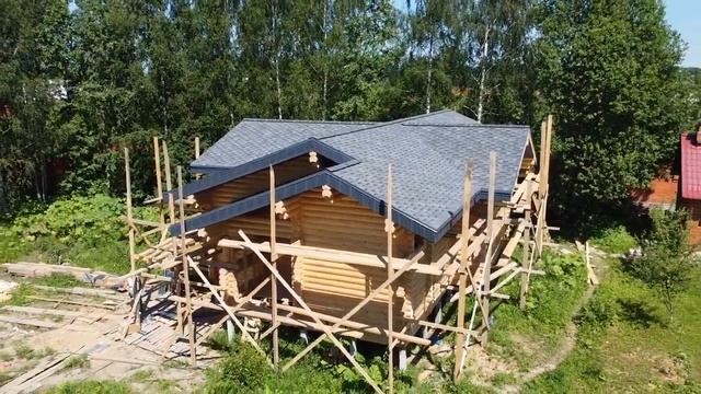 Строительство дома 16 х 10,2 м по проекту Дом Сказка из оцилиндрованного бревна 240 мм смотреть онлайн