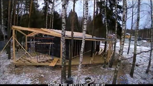 Строительство бани под ключ (каркасная технология) Timelapse смотреть онлайн