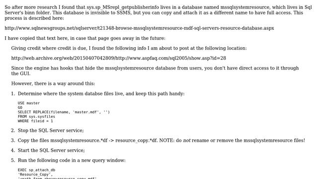 Databases: Where is sp_MSrepl_getpublisherinfo in SQL Server? смотреть онлайн