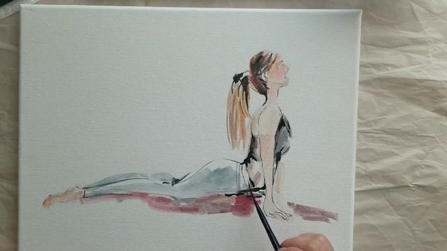 How to paint Chinese ink on canvas | Ouyang Art | Yoga Girl смотреть онлайн