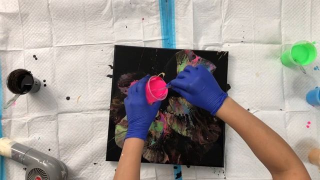 Acrylic Pouring Dutch Pour Technique on a Black Canvas | Fluid Painting using Fluorescent Paints смотреть онлайн