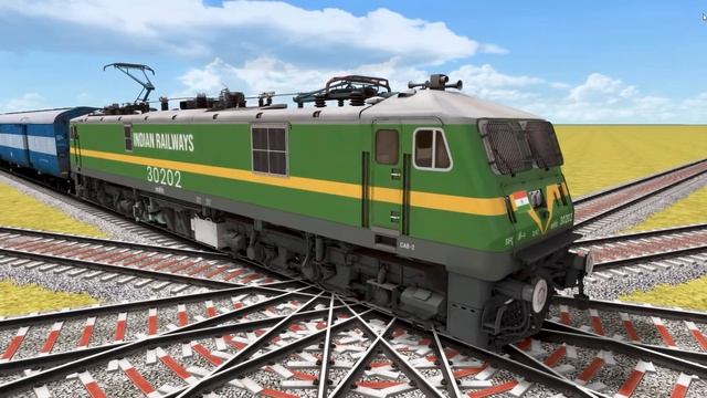 14 LINE BRANCHED DIAMOND RAILROAD CROSSING ON BUMPY TRACKS||Indian Railways Train Simulator смотреть онлайн