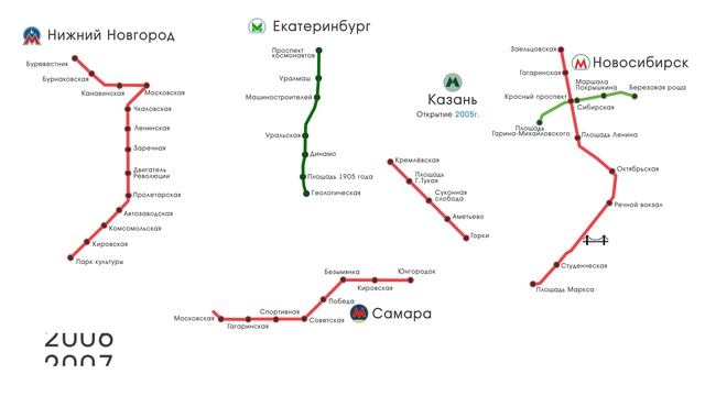 Хронология строительства метро городов России.Нижний Новгород,Новосибирск,Екатеринбург,Самара,Казан смотреть онлайн