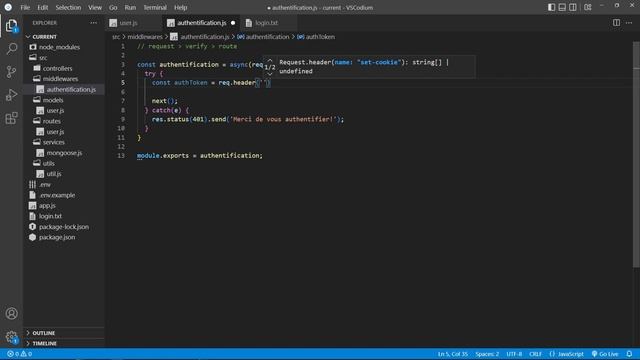 [#32] Vérification du token pour l'authentification | Tutoriel Node.js pour débutants en 2022 смотреть онлайн