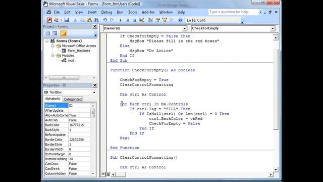 MS Access - Check for Empty/Null Controls смотреть онлайн
