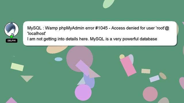 MySQL : Wamp phpMyAdmin error #1045 - Access denied for user 'root'@'localhost' смотреть онлайн
